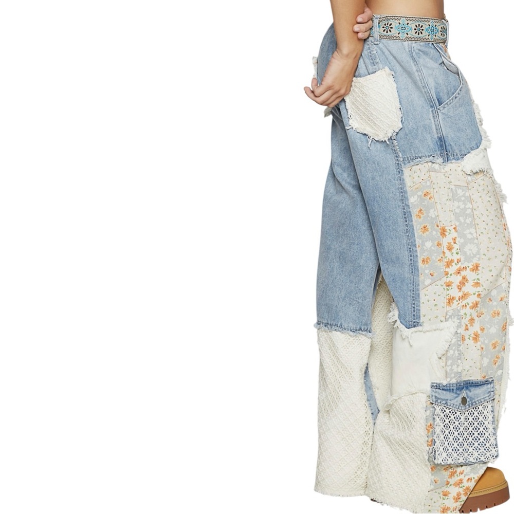 🌼POL JEANS STAR PATCHWORK -Denim - Picture 2 of 13